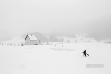 黒と白 Painting - 冬の風景 黒と白